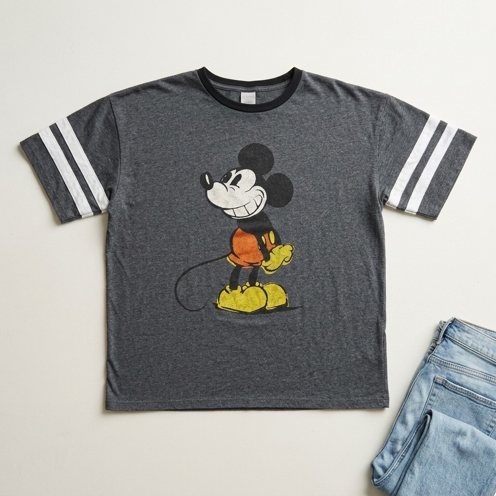 Disney Vintage-Style Mickey Mouse Ringer Tee with Sleeve StripesDisney...